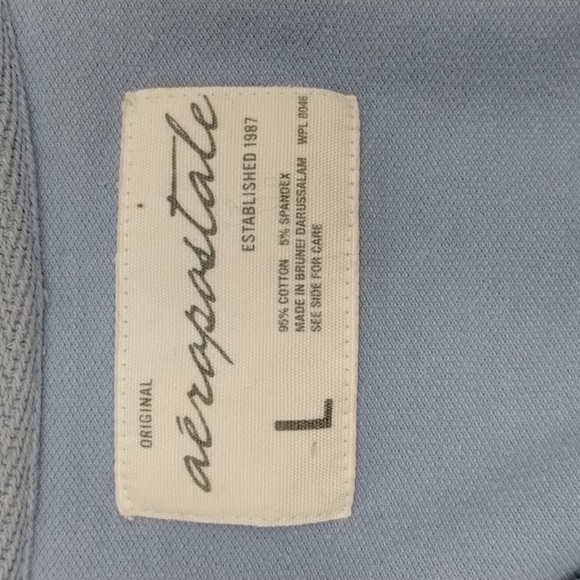 Aeropostale baby blue partial button 90's fitted top short sleeve size large - Picture 10 of 12